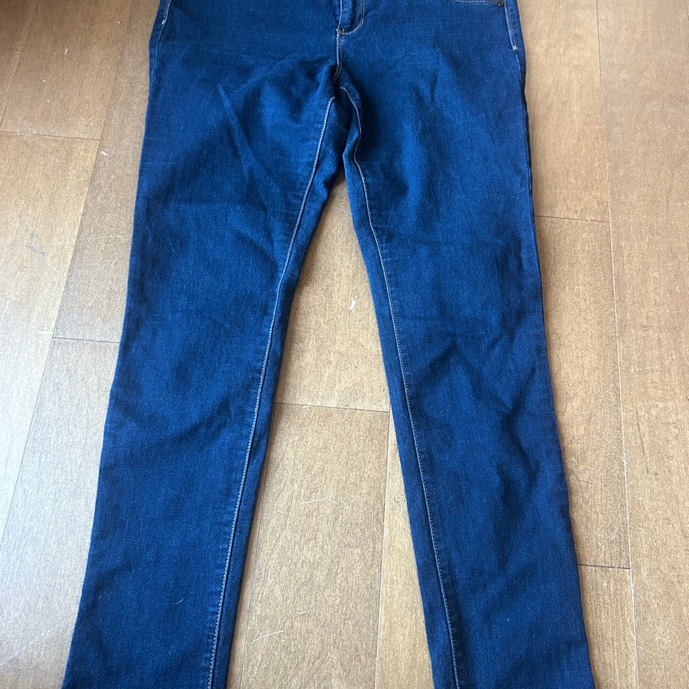 d.jeans Women's Dark Blue Denim Jeans Stretch Button Zip 5-Pocket Cotton Blend
